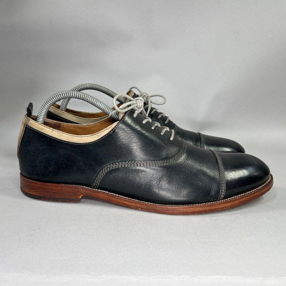 Johnston & Murphy Clayton Shoes Mens Size 10.5 Black Leather Cap Toe Dress Shoes